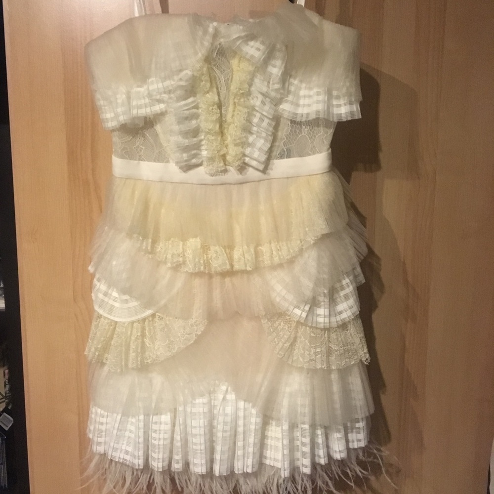 BCBG Off white strapless dress